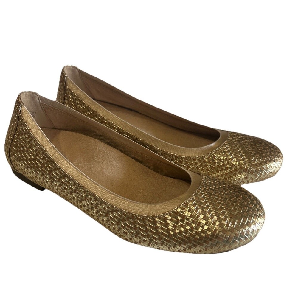 Vionic Gold Woven Ballet Flats - Picture 4 of 15